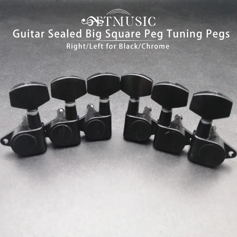 6PC Guitar Sealed Big Square Peg Tuning Pegs Tuner Machine Heads Straight Leg Acoustic Electric Guitar Guitar Parts with LOGO