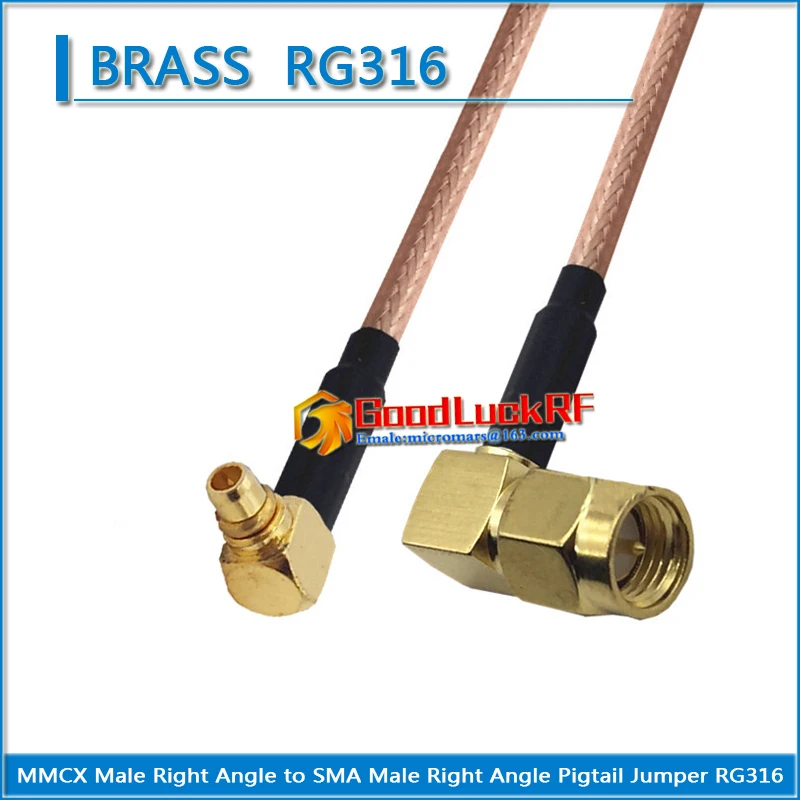 

1X Pcs MMCX Male Right Angle 90 Degree to SMA Male Right Angle Plug Coaxial Pigtail Jumper RG316 extend Cable Tpye L Low Loss