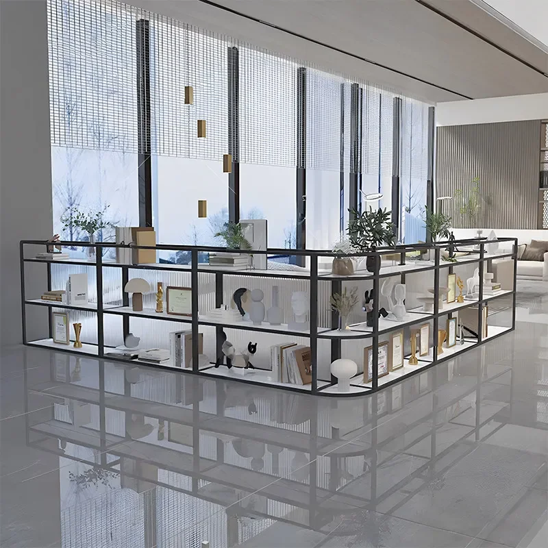 Simple Office Company Corridor Over Wall Fence Glass Partition Wall Shelf Hotel Restaurant Screen Low Cabinet