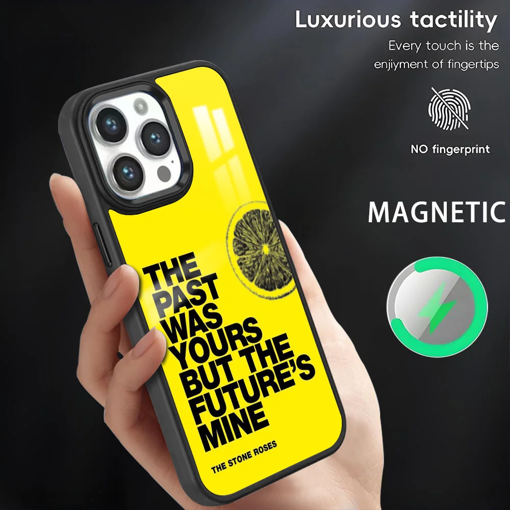 

The Stone-R-Roses Phone Case For iPhone 16 15 14 13 12 11 Pro Max Plus Mini Magnetic Magsafe Wireless Charging Cover Coque