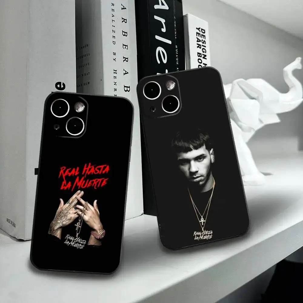 

A-Anuel Singer AA Phone Case For iPhone16,15,14,13,12 Mini 11 Pro XR,X,XS,MAX 7,8 Plus Silicone Cover Soft Black