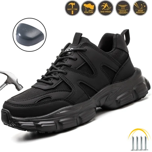 Zapatillas de trabajo, zapatos con punta de acero, zapatos de seguridad para hombres, zapatos de trabajo a prueba de pinchazos, botas, calzado de seguridad indestructible a la moda