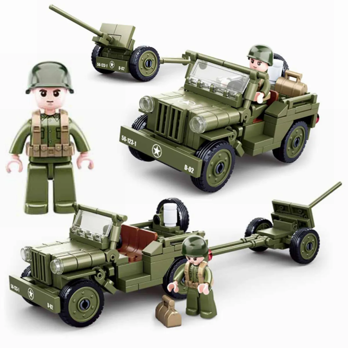 Sluban Building Block Toys WW2 Army Willys Jeep 143PCS Bricks B0853 Military Construction Compatbile With Leading Brands