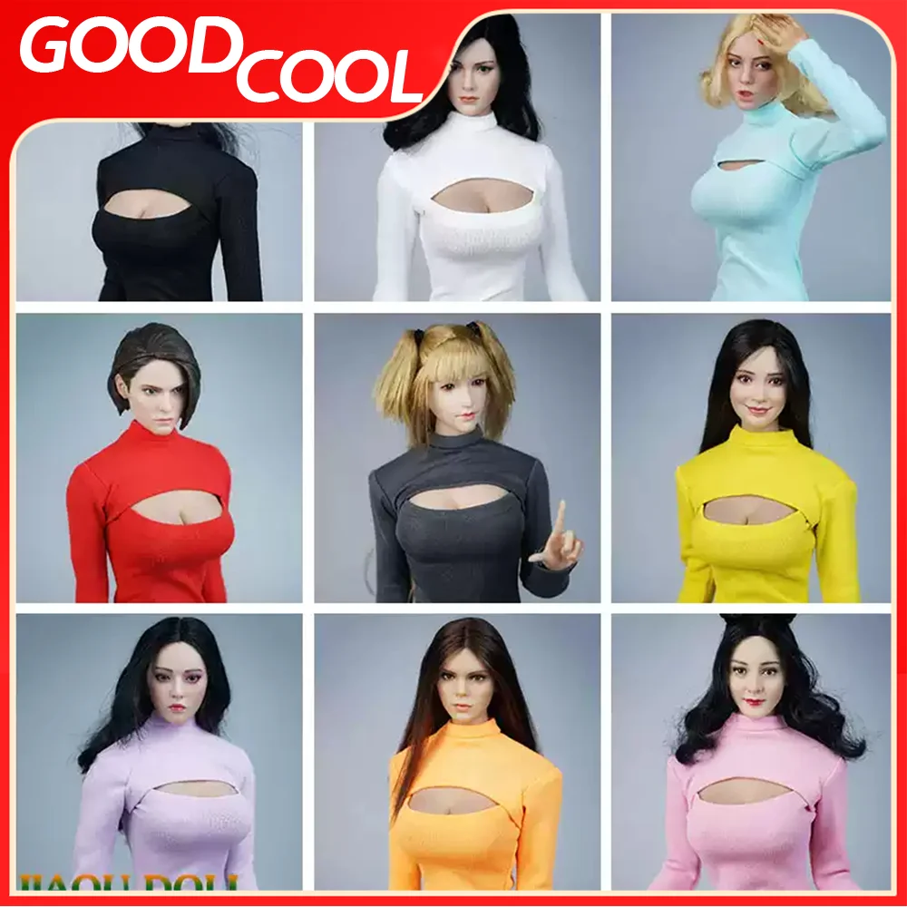 JO21X-22 1/6 Scale Long Sleeve High Collar Thoracotomy T-shirt Clothes Model Fit 12 inch Action Figure Body For Fans Collection