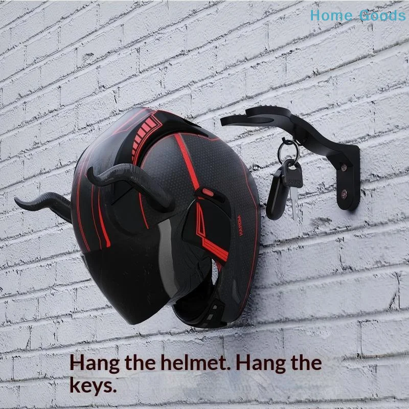 preferredABS Wall Mounted Helmet Rack with Additional Key Hook Multifunctional for Garage Motorcycle Storage Useproduct