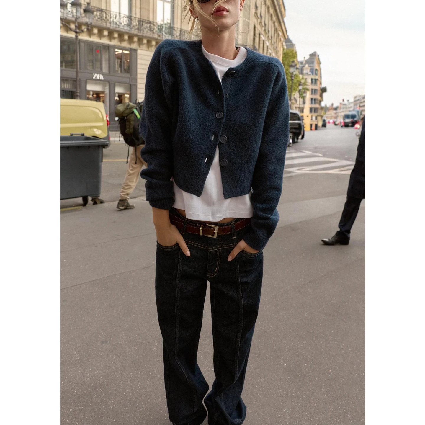 خريف شتاء جديد وصول المرأة عادية Sle ort محبوك Jaet طويل Sve جولة Ne زر التفاصيل لينة ألياف البوليستر