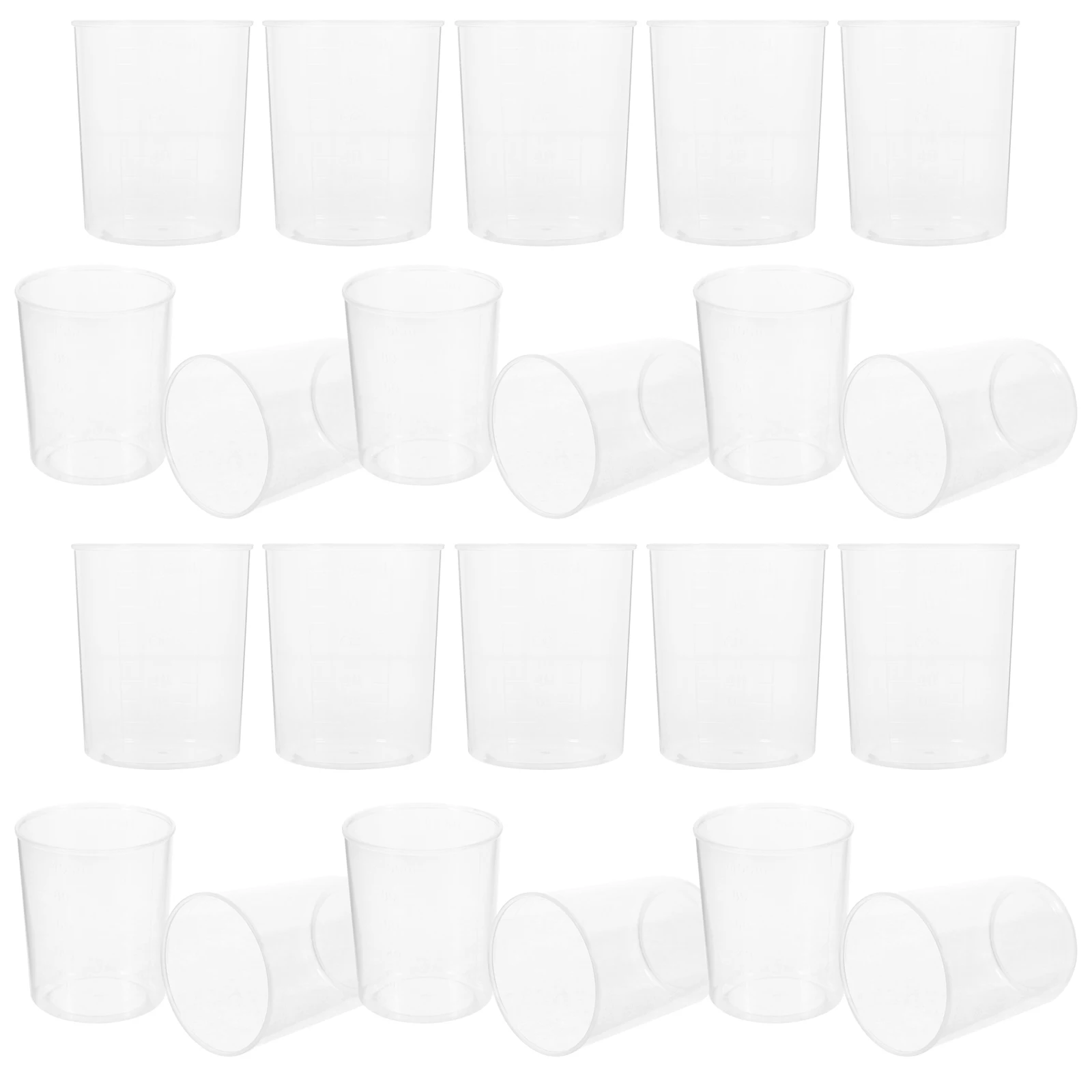 

30Pcs Plastic Measuring Beakers Set Clear Graduated Laboratory Cups Liquid Measuring Tools for Chemistry Experiment Education