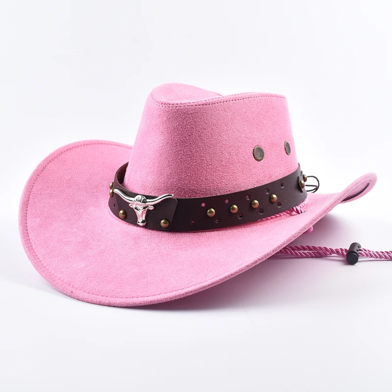 

Unisex Cowboy Hat Faux Suede Western Style Cowgirl Jazz Hat Holidays Party Cosplay Hat