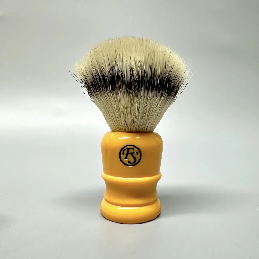 FS-24mm G9 Fan Synthetic Fiber Shaving Brush, Butterscotch Color Handle, Best for Traditional Wet Shaving,Barber Daily Use