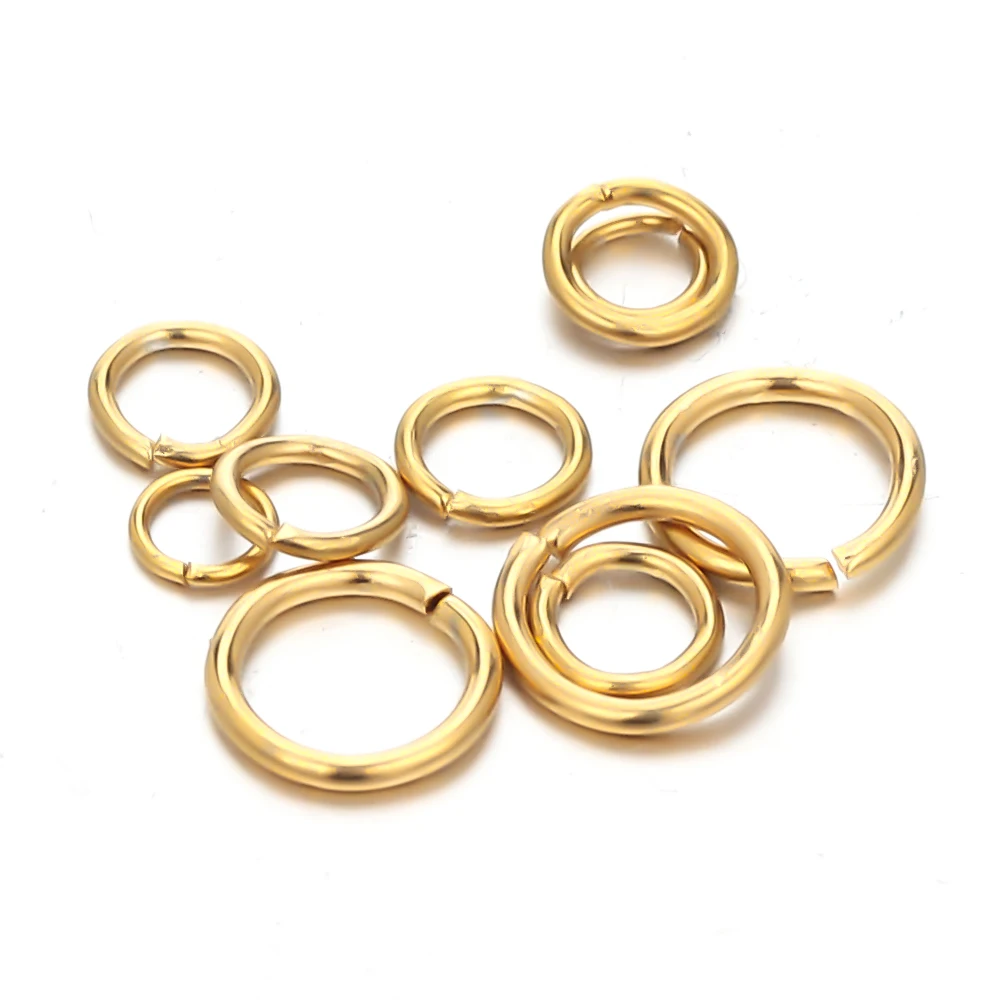 100pcs Stainless Steel Real Gold Color Plating Jump Rings Split Rings for Jewelry Making Supplies DIY Necklace Accessories