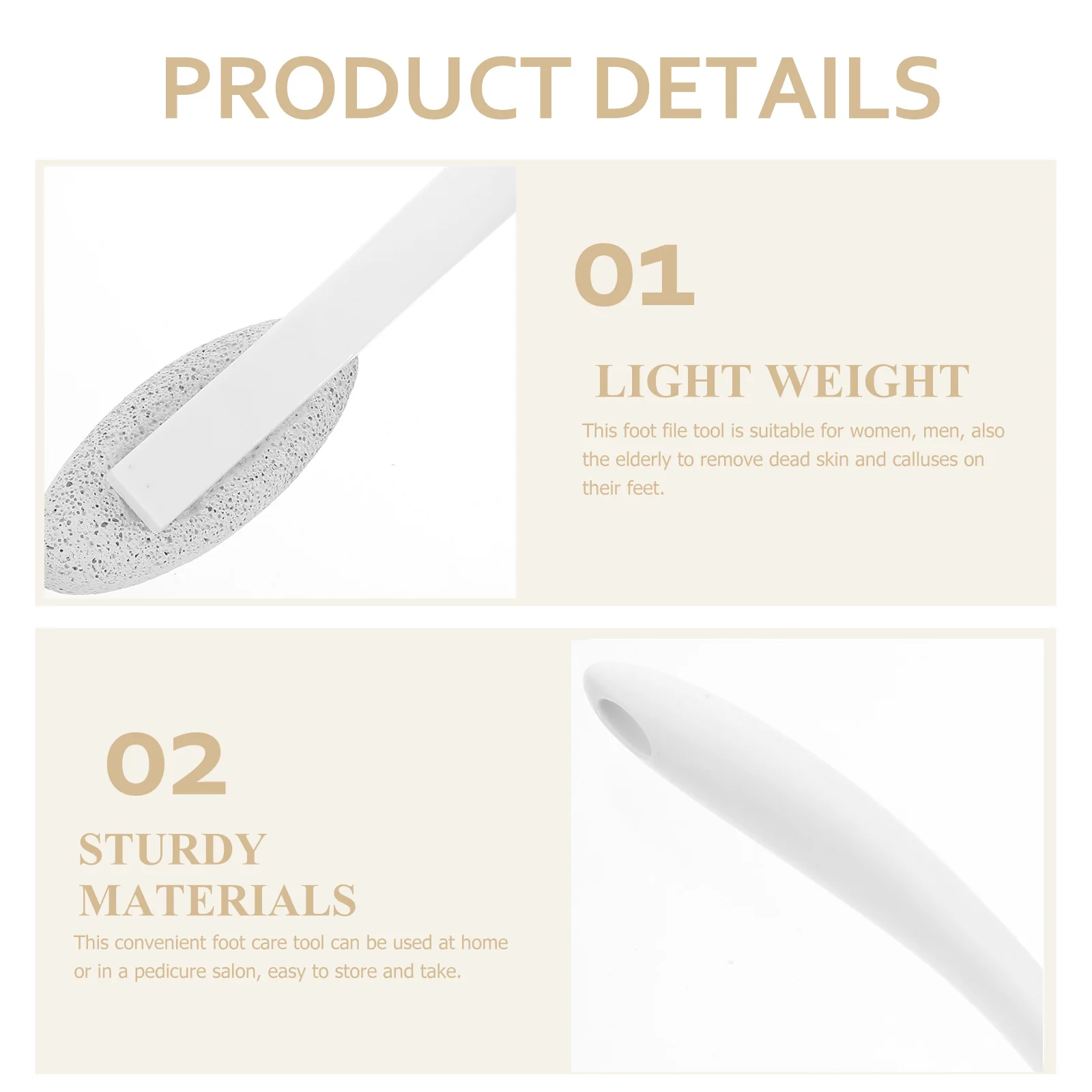 

Long Handle Foot File Callus Remover For Feet Pumice Stone Callus Remover Scrubber for Dead Skin Portable Foot File Tool White