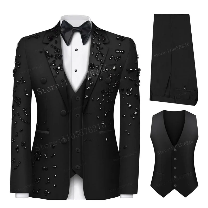 

Luxury 3 Pieces Men's Suits Single Breasted 2 Button Suits Tuxedo Jacket Blazer for Wedding Groom Business Dinner Party Suits