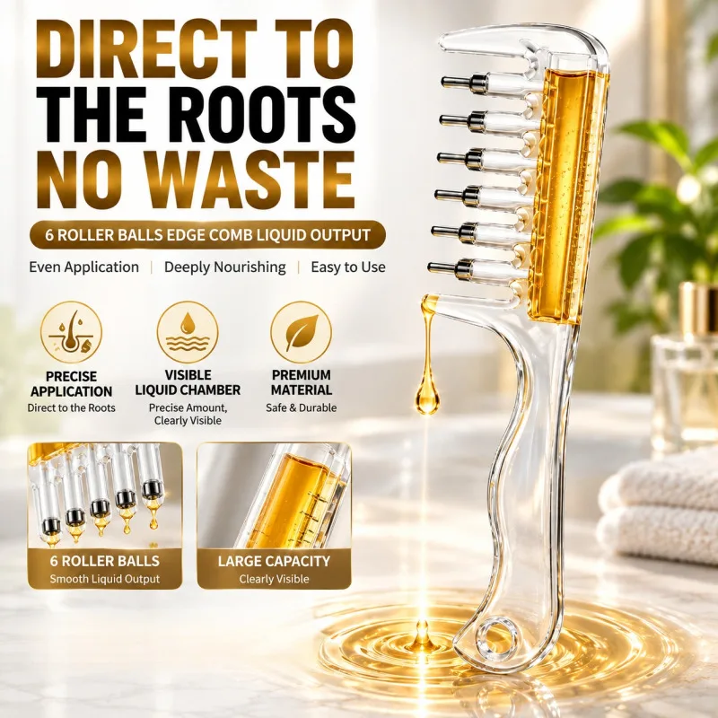 Roller Ball Scalp Applicator Comb Hair Serum & Essential Oil Dispenser Root Massager Deep Scalp Nourishing Hair Follicle Care