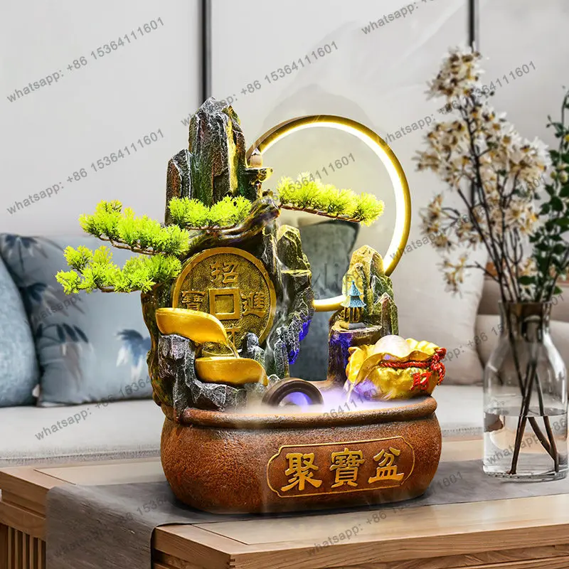 Rockery flowing water ornament, living room desktop circulating water, office making money cornucopia decoration
