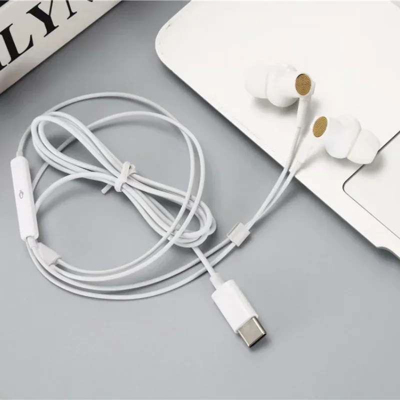 Pop 10 قطع C17 USB Type-c سماعات لسامسونج غالاكسي S25 S24 S23 S22 زائد هيئة التصنيع العسكري التحكم ستيريو داخل الأذن ميكروفون السلكية Headph #2