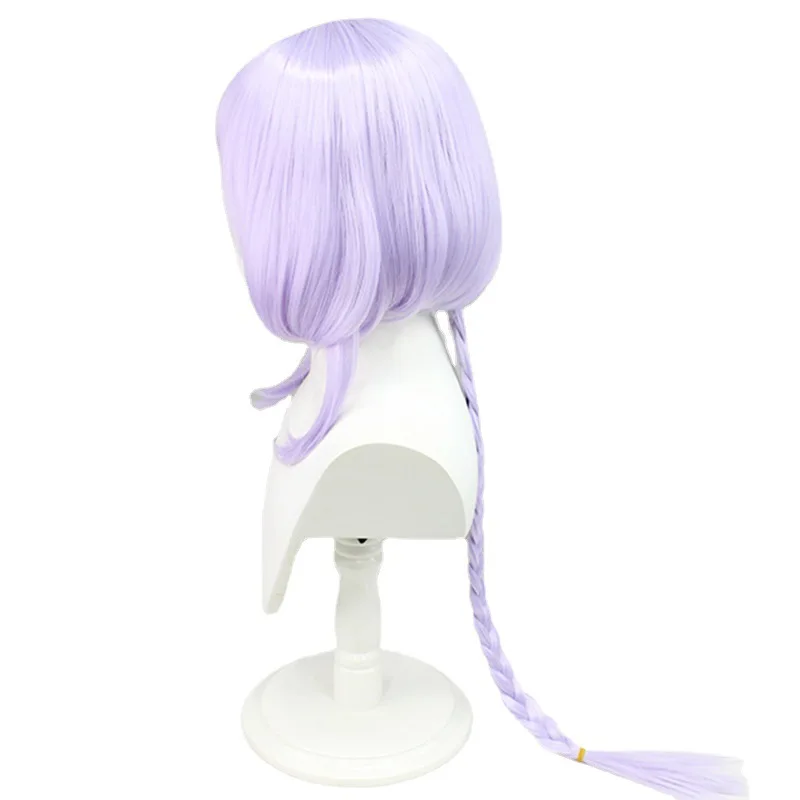 Genshin Impact Purple Braid cos wigs taro high temperature silk pear flower head Fried Dough Twists braid animation cosplay wig