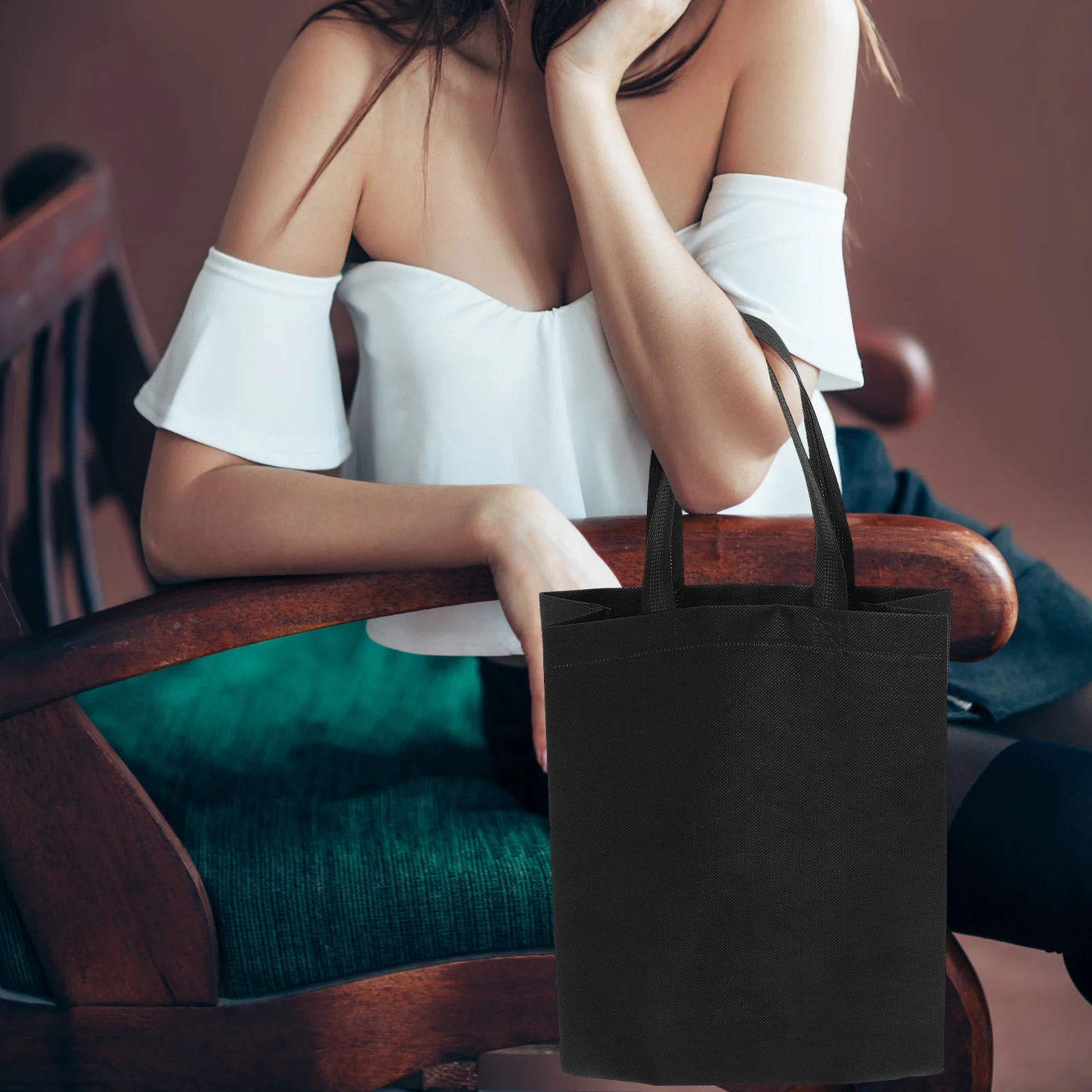 

30pcs Non Woven Tote Bags Foldable Shopping Bag Lightweight Portable Home Outdoor Carry H Storage White 25x30x10cm