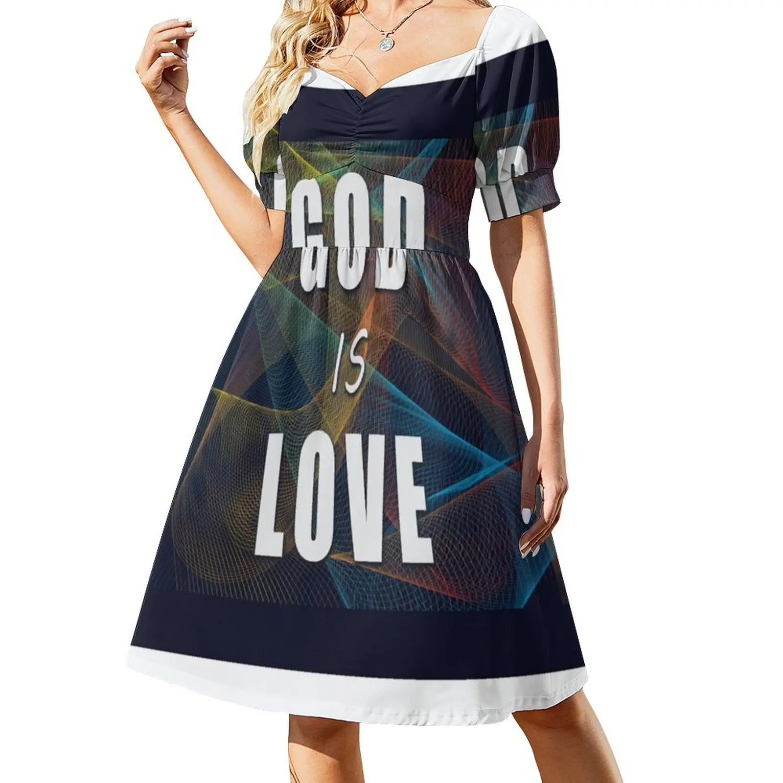 فستان بوهيمي بدون أكمام "حب الله لانهائي ونقي" للنساء مطبوع عليه فساتين حفلات الشاطئ آلهة الحب الإيمان الفن الروحي #2