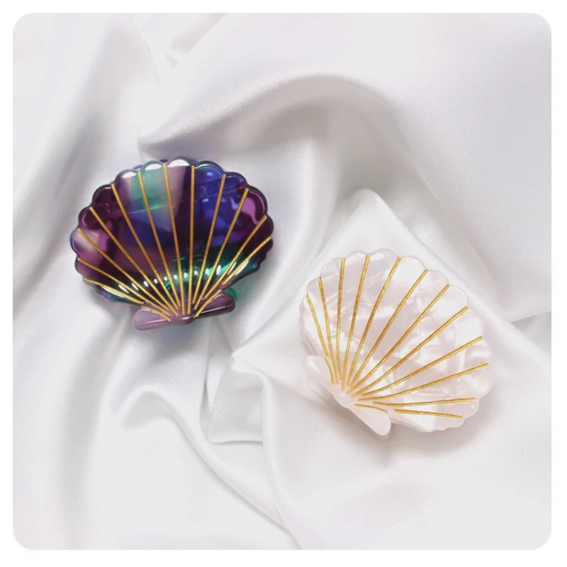 1Pcs Lady Shell Shape Hair Claw Hairpins Fashion Barrette Beauty Hair Grips Girl Colorful Headwear Hair Styling Accessories