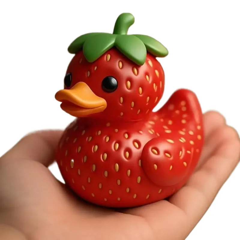 

Unique Resin Strawberry Duck Sculpture Cute Fruit Themed Desk Decor Car Dashboard Office Model Statue for Home Novelty Gifts