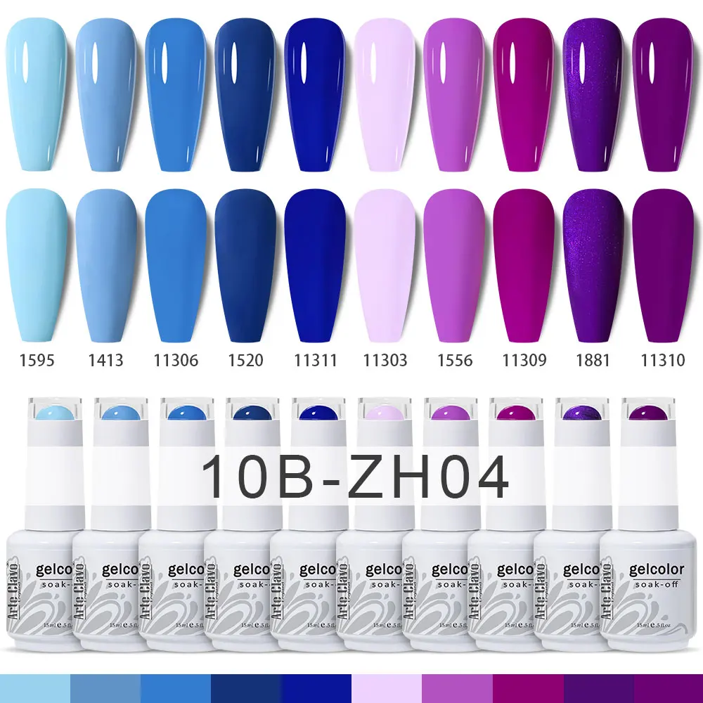 Arte Clavo 10pcs/Set Gel Nail Polish Set UV&LED Semi Permanent Hybrid Gel Polish Manicure Nail Need Base Top Coat Soak Off Nails
