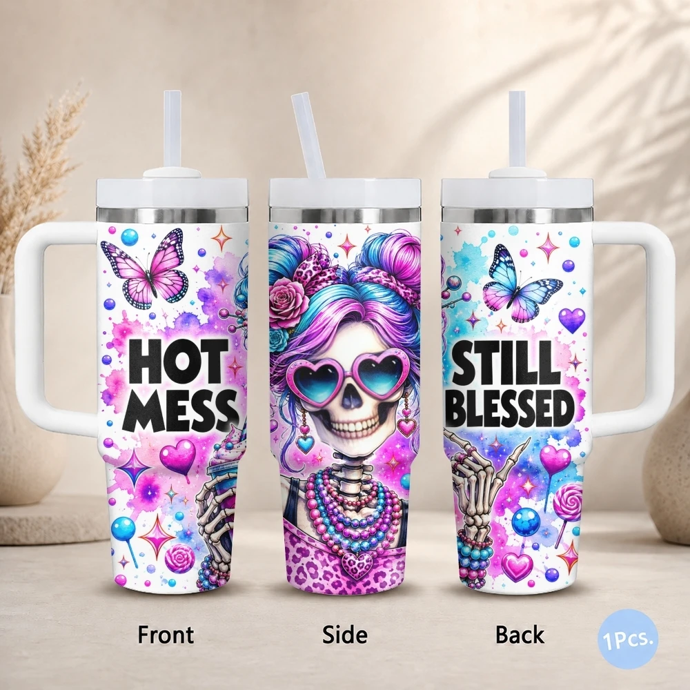 

Creative Fashionable Vacuum Flasks 40oz Thermal Stainless Steel Tumbler with Handle Straw Leakproof Mug