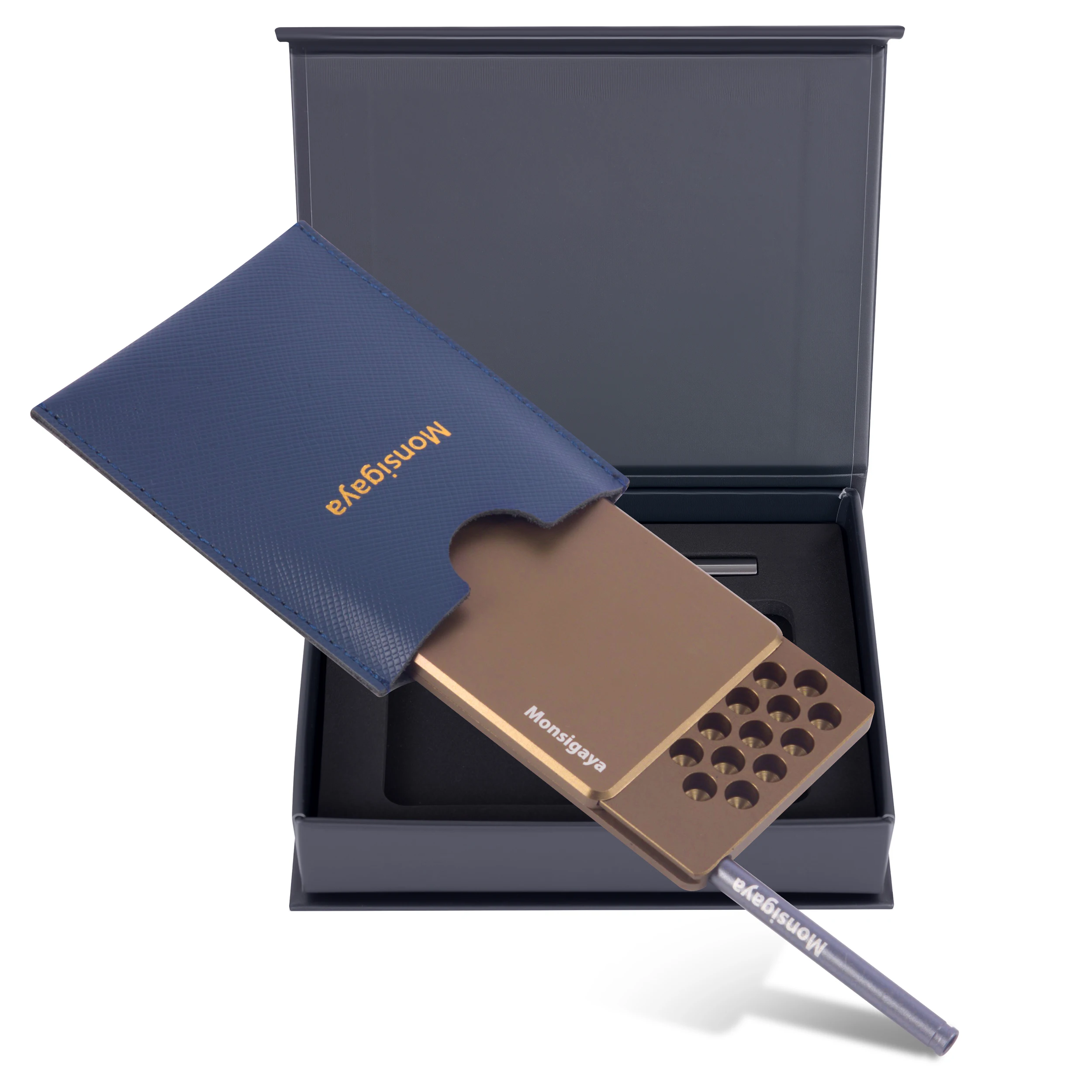 صندوق السعوط المعدني المكون من 45 حجرة مع محفظة طقم السعوط المصنوعة من سبائك معدنية مدمجة #5