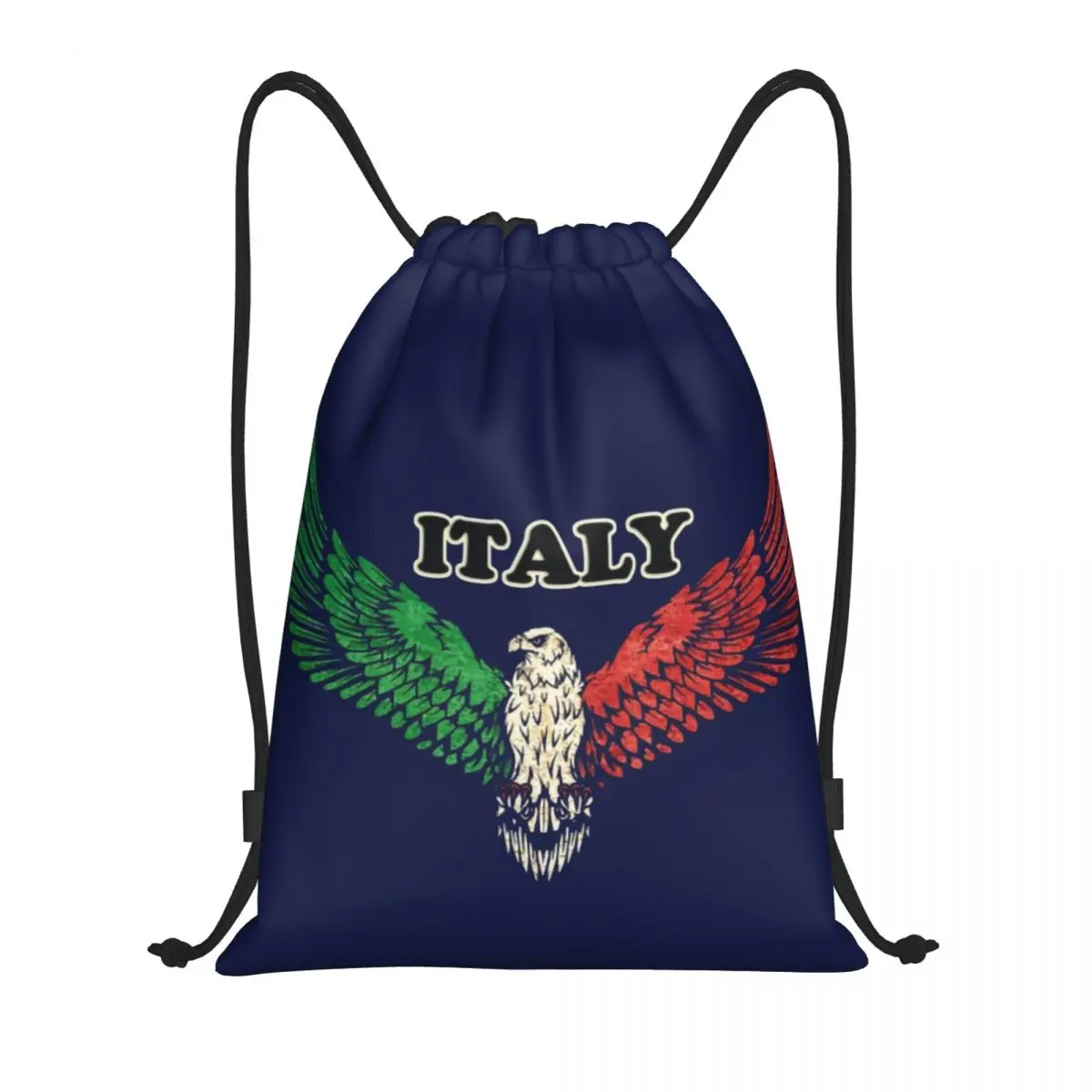 Custom Flag Of Italy Eagle Drawstring Backpack Bags  Lightweight Italyan Patriotic Gift Gym Sports Sackpack Sacks for Training