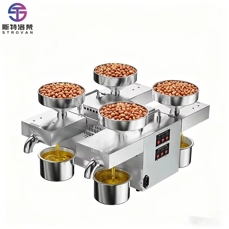 Screw Oil Press Machine Four s Oil Press Almond Walnut Peanut Sesame Rapeseed Avocado Hot and Cold  Smart