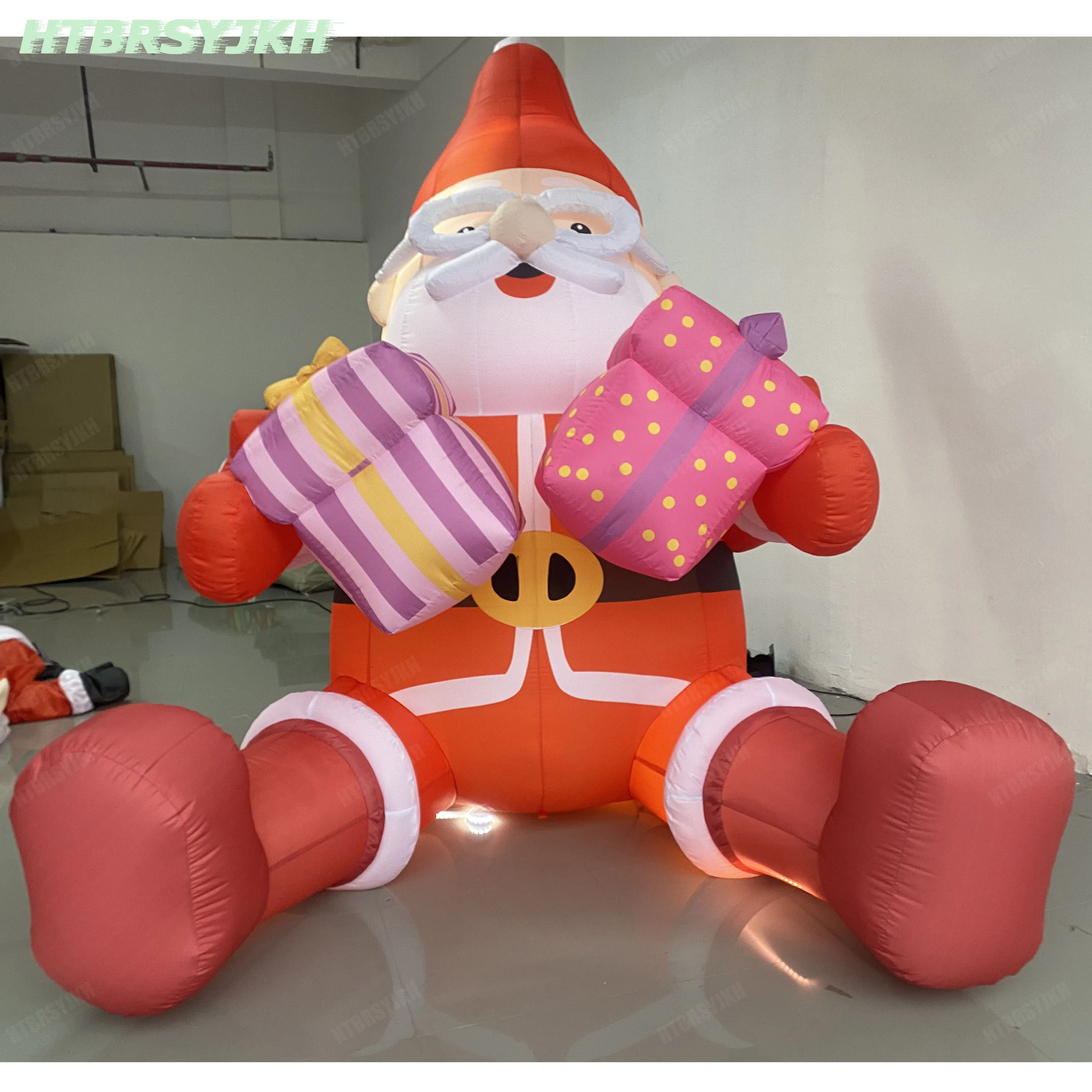 거대한 팽창식 산타 클로스 운반 선물 상자, 공기 블로우, 크리스마스 정원, 마당, 쇼핑몰 장식 소품, 이벤트 광고