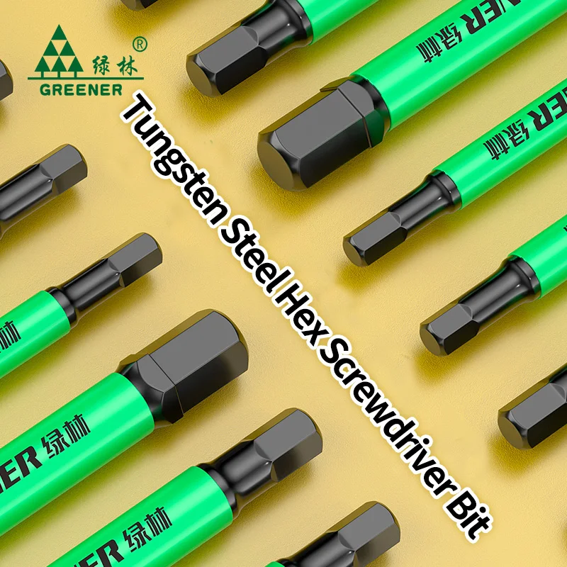 

GREENERY Hex Head Allen Wrench Screwdriver Bit Set S2 Tungsten Steel Impact Metric Magnetic Screwdriver Drill Bit Repair Tools