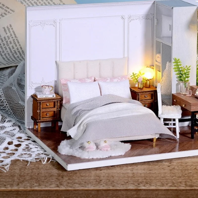 

OUZEY 3D Doll House DIY Miniature Dollhouse Toy Furnitures CasaDolls Houses Toys For Childred Birthday Gifts Desktop Ornament