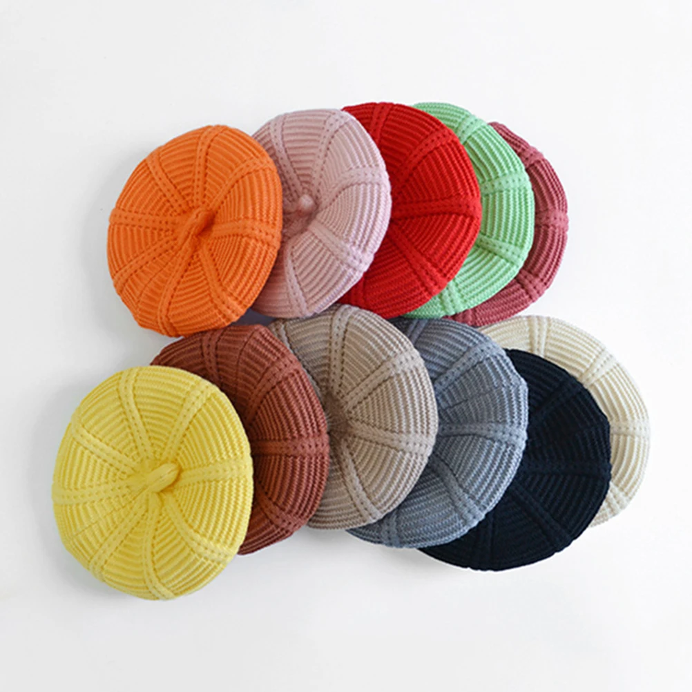 

Kids Wool Beret Hat Solid Color Warm Winter Autumn Lightweight Beanie Cap Baby Girls Boys Accessories Red Blue Green Yellow