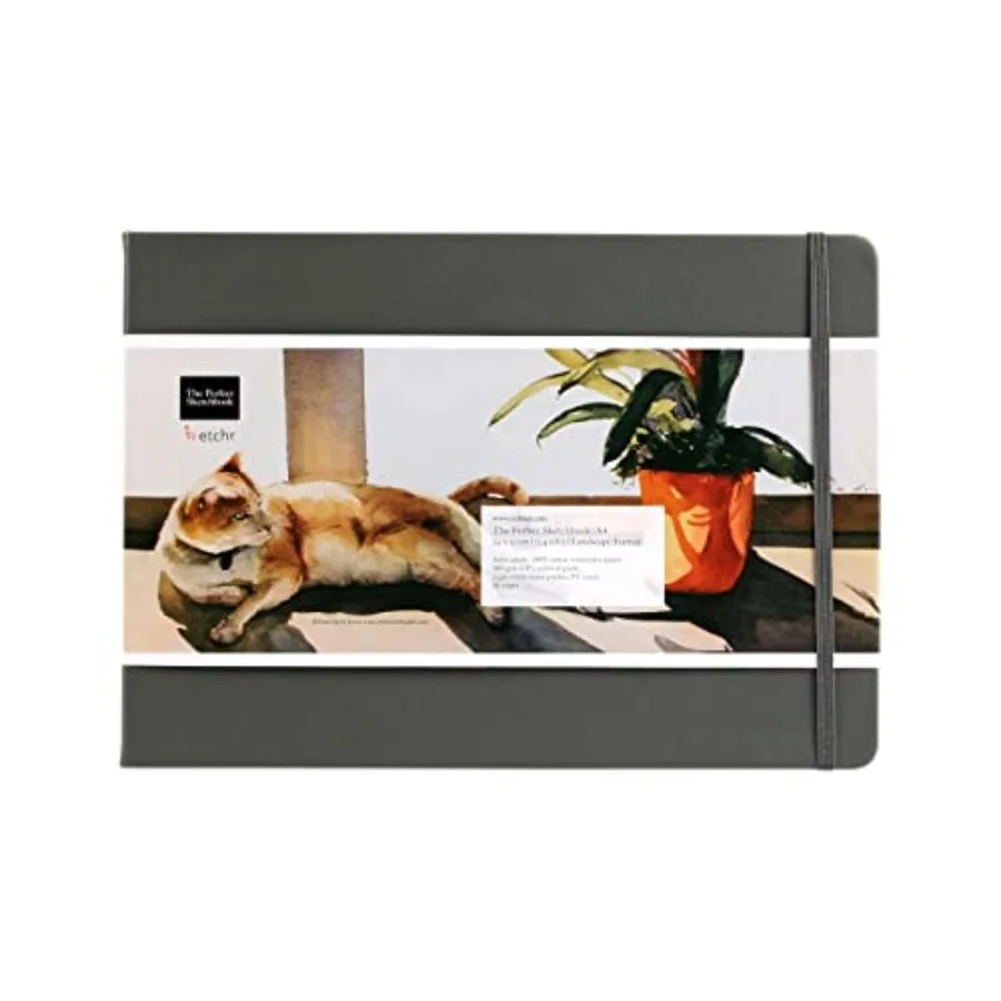 

Perfect Sketchbook - A4 Landscape - Cold Press 100% Cotton - Hardcover Drawing Book 8.3"x11.7 with 44 Pages