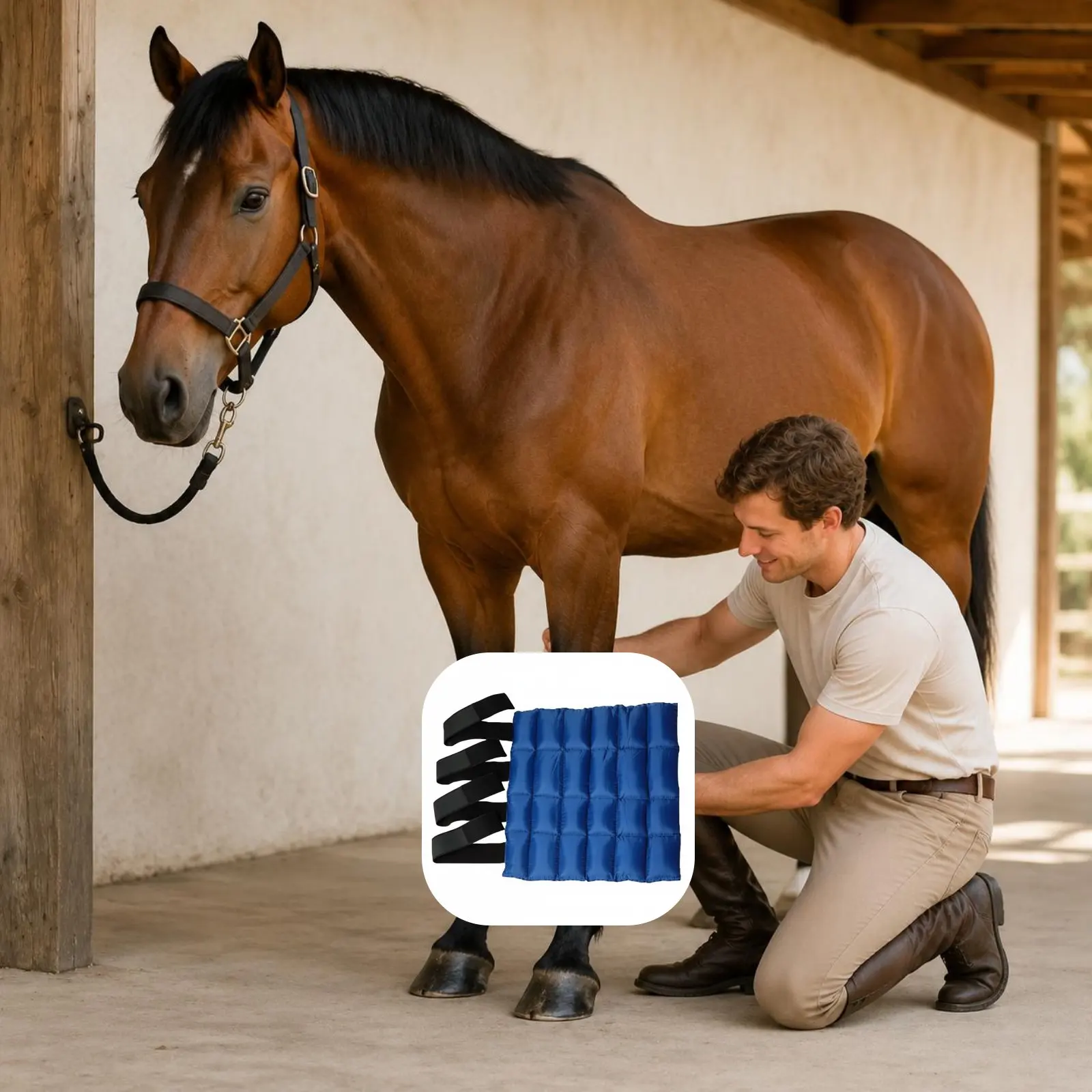 

Horse Ice Boot Padded Horse Cold Recovery Boot Quilted Leg Wrap Rectangular Hook-and-Loop Leg Wrap Fast-Grip Straps
