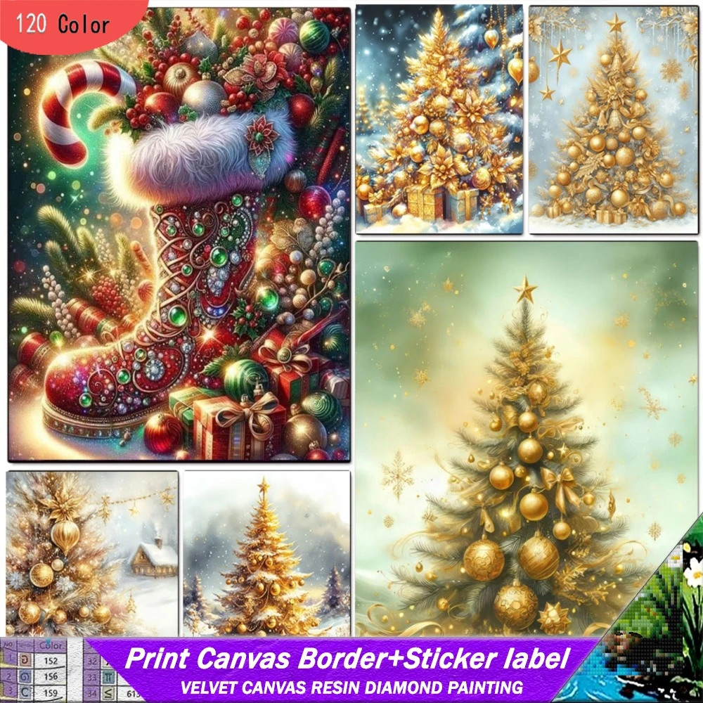 

5D DIY 120 цветная алмазная живопись из смолы с наклейками, комплект изображений для рождественской елки, полная вышивка, подарок, мозаика, домашний декор