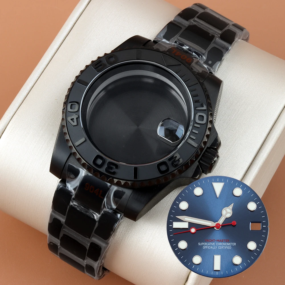

With Dark Blue 28.5mm Sunburst Dial Hands 40mm NH35 Black Watch Case Oyster Strap For NH34 NH35 NH36 NH38 Movement Yacht-Master