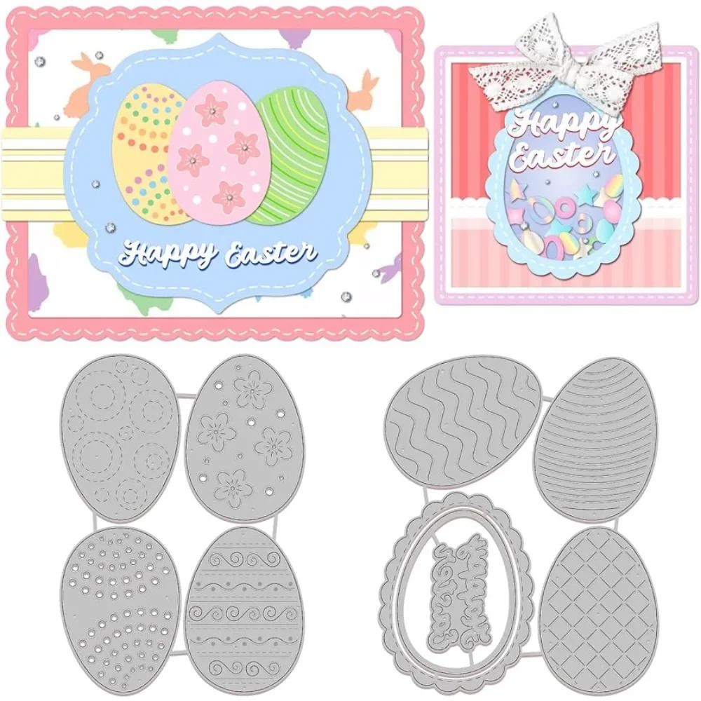 

Easter Egg Cutting Dies Easter Day Theme Carbon Steel Die Cuts for DIY Crafting Embossing Stencil Template for Easter Card