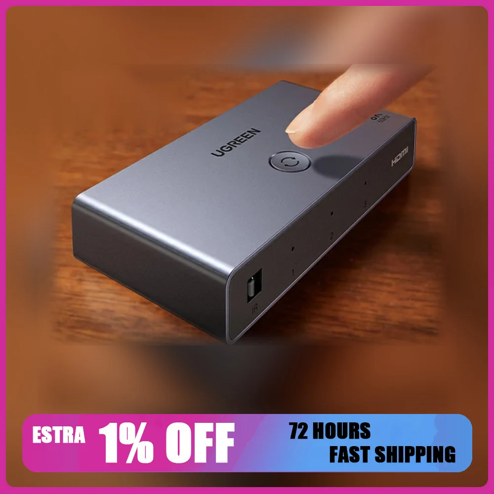 UGREEN 15263 CM624 HDMI 2.1 Switch 3 In 1 Out 8K 60Hz Video Selector for TV Monitor Projector