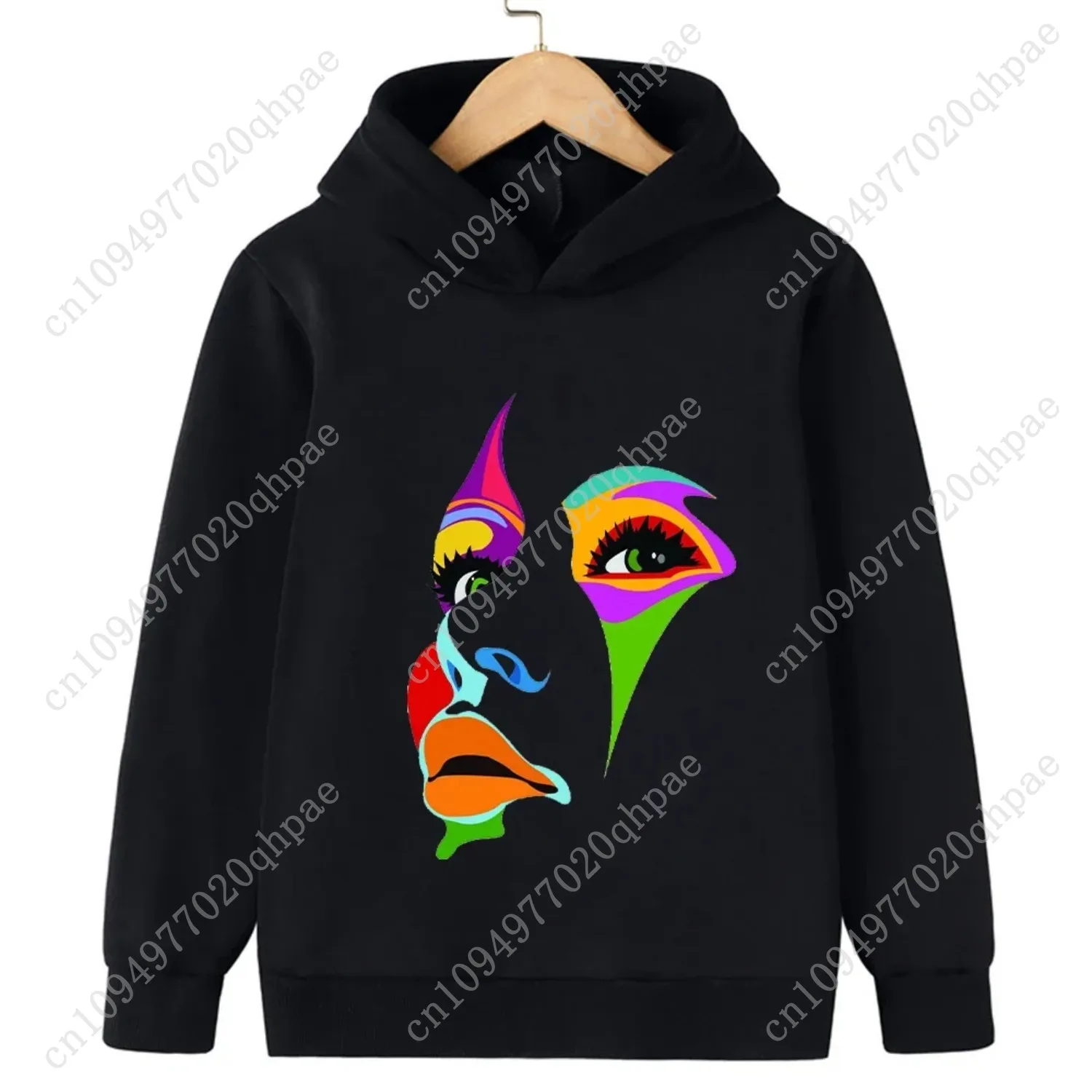 2025 Fashion Hip Hop Trend Street Art Print Boy/Girl Simple Long Sleeve Hoodie Children Daily Sports Warm Casual Street Clothing