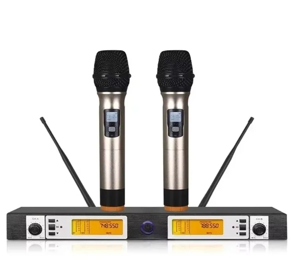 

2 channel wireless karaoke head hq high grade low noise microphone system
