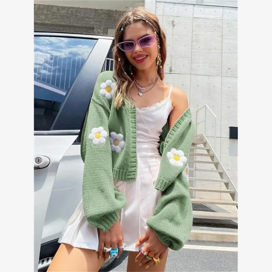 

Loose ort Women's Cardigan Sweater Street Sle Lantern Sve Polyester Blend Four Seasons Universal Open Front Knitwear