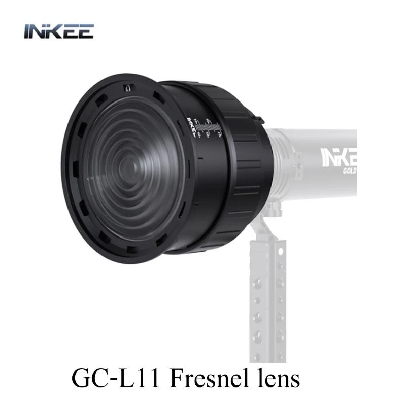 INKEE GC-L11 Fresnel Lens for Inkee GC60 GC30 Photography Spotlight Fill Light, with Barndoor and Storage Bag