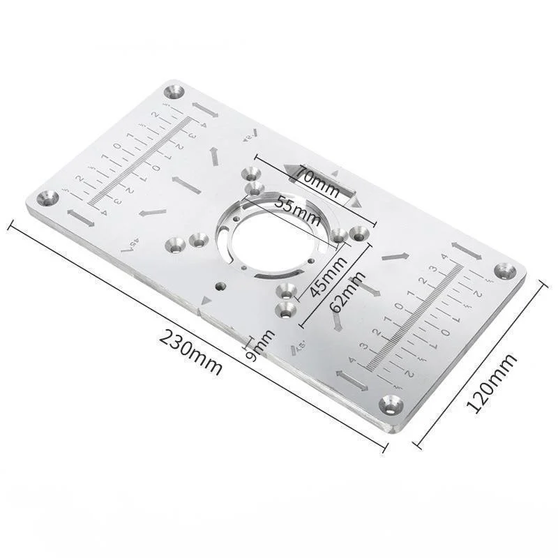 New Router Table Insert Plate Aluminum/ABS Trimming Machine Engraving Flip Board With 4 Rings For Woodworking