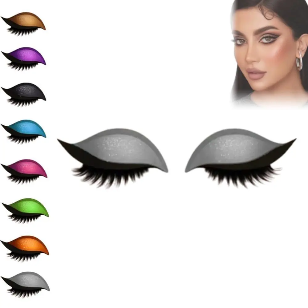 2 Pairs Self-Adhesive Lazy Eyeshadow Eyelash Patch Quick Makeup Reusable 3-in-1 Eye Makeup Sticker Trendy Creative