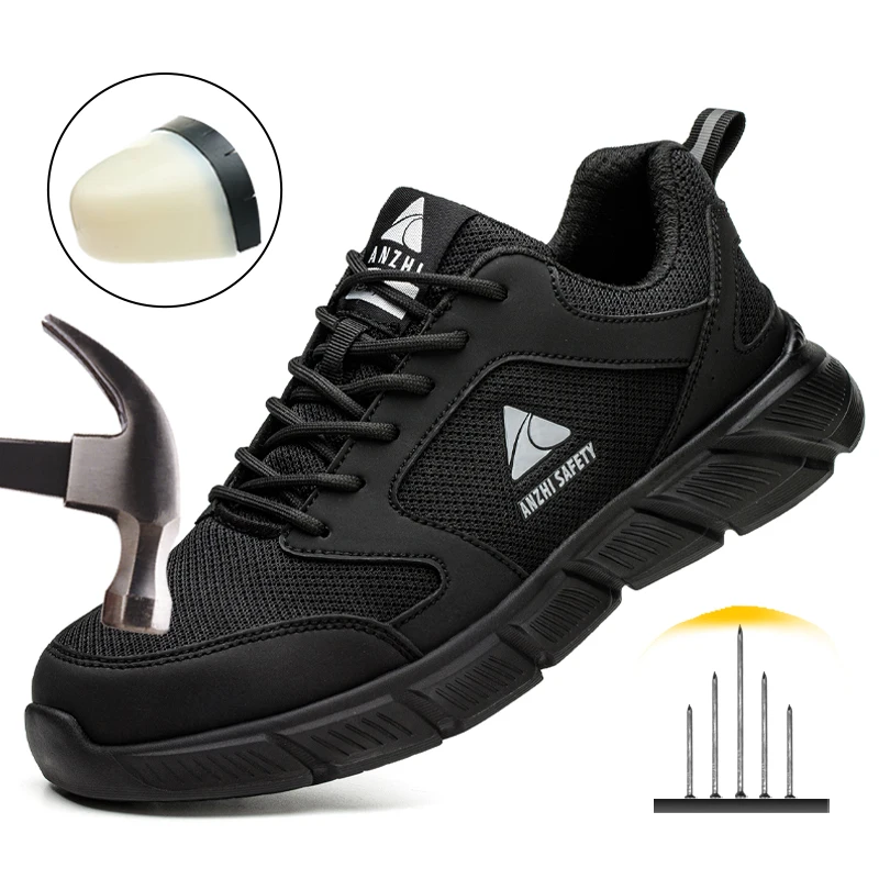 メンズ安全靴-通気性-夏用作業靴-電気技師用シューズ-絶縁靴-耐衝撃-耐穿刺-軽量