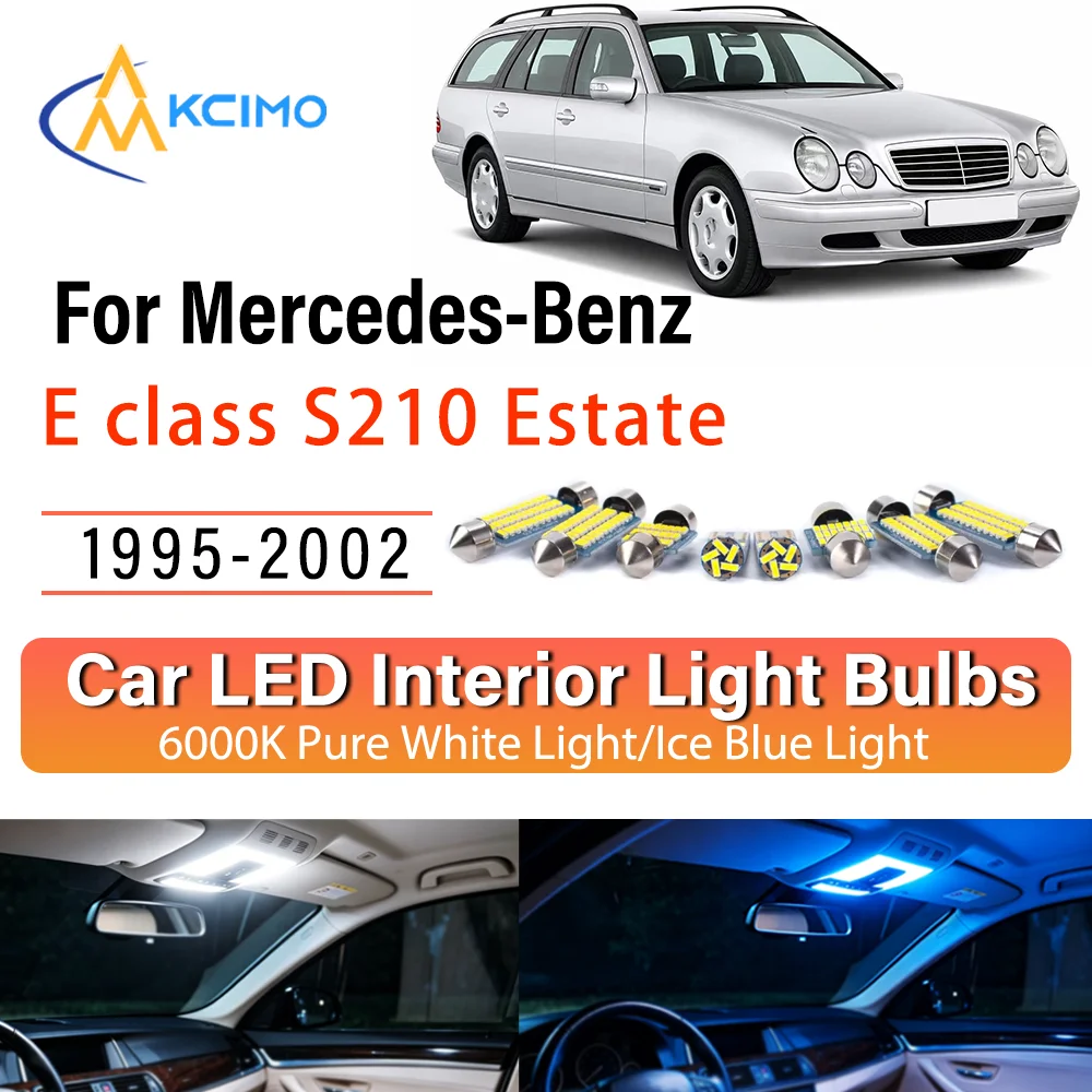 

LED Interior Light Bulb Set For Mercedes-Benz E S210 1995-2002 Easy Install Bright White/Blue Dome Map Door Courtesy Brights
