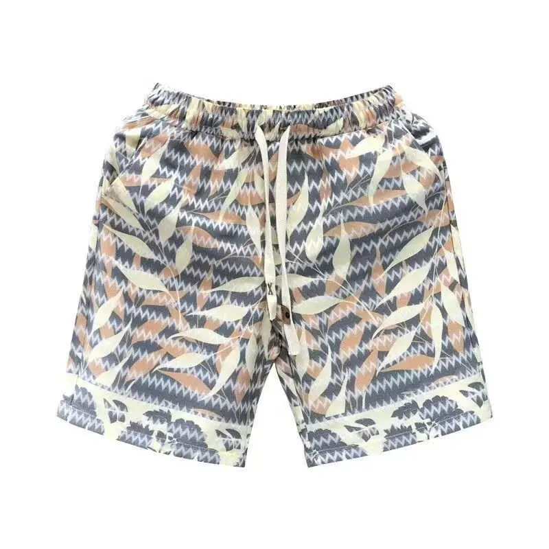 Trendy brand fashionable printed youth shorts for summer, thin cut for outerwear, men's casual sports, beach shorts