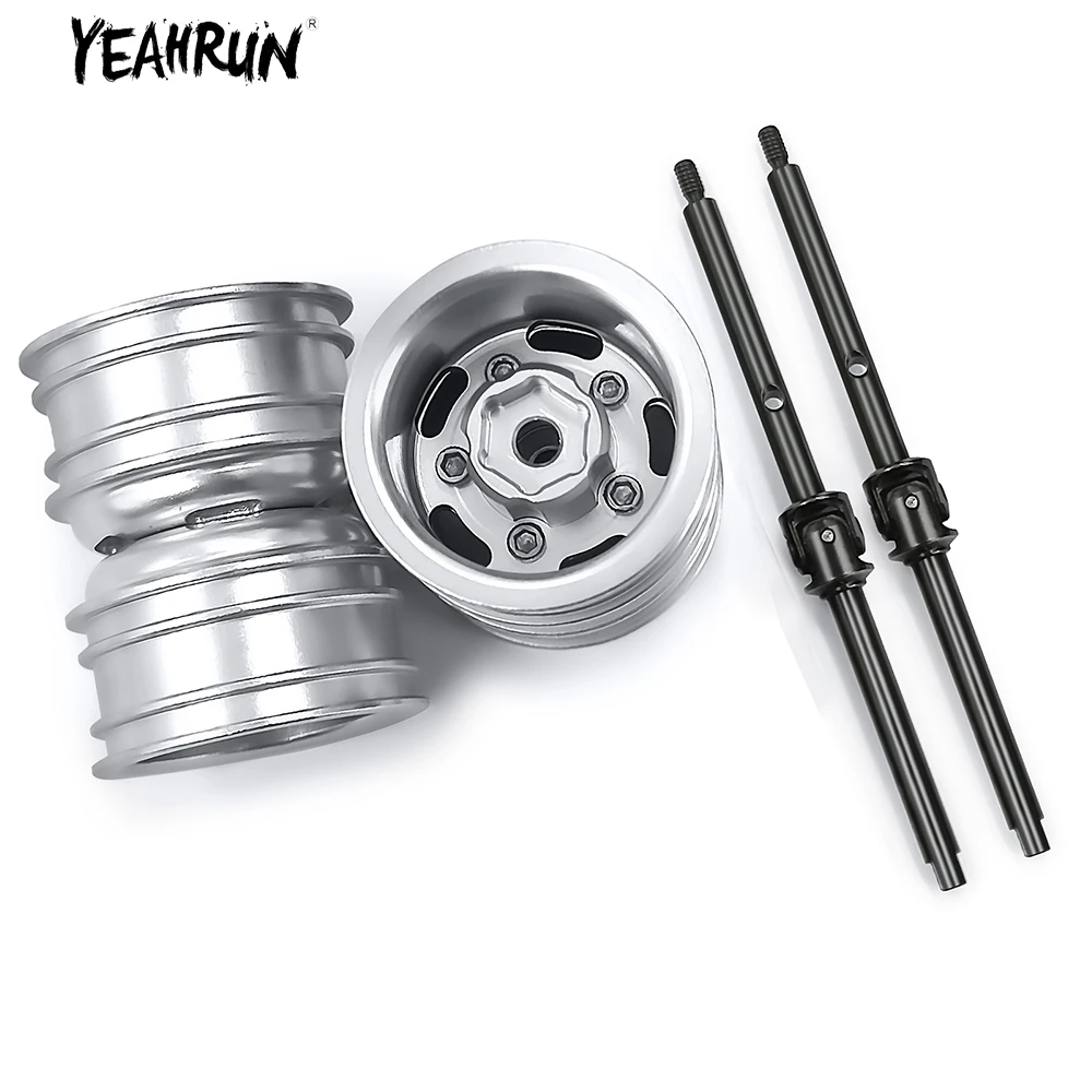 

YEAHRUN Metal Front/Rear Beadlock Wheel Hub Rim With CVD Driver Shaft for 1/24 RC Crawler Car Axial SCX24 Upgrade Accessories