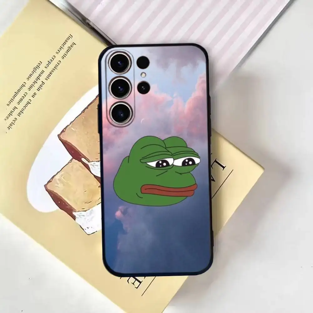 Coque de téléphone drôle p-pepe la grenouille pour SamsungS25,24,21,22,23,30,Ultra,20,Plus,Fe,Lite,Note,10,9, coque noire souple